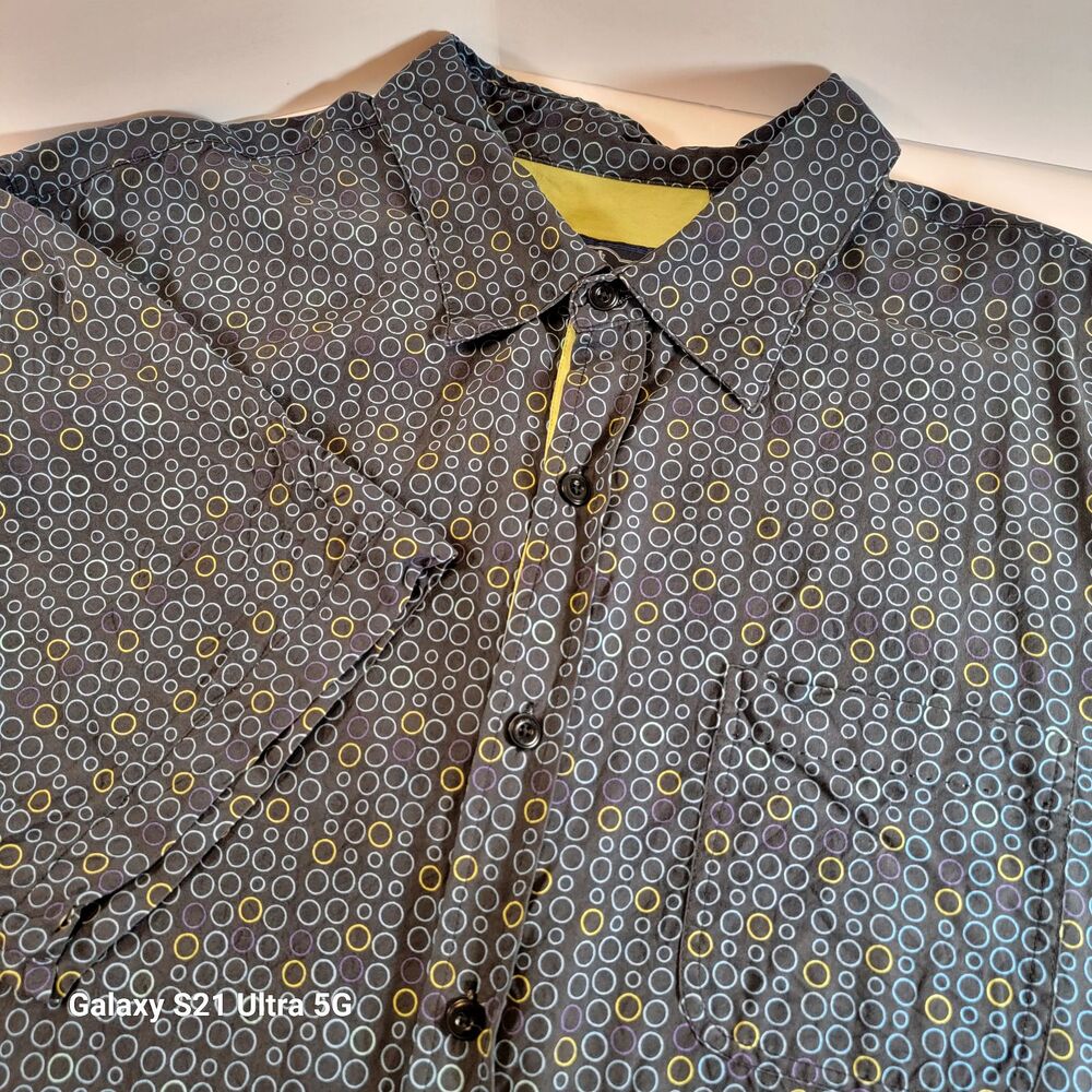 Nat Nast Luxury Originals American Fit XL Black Geometric Circles Short Sleeve
